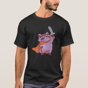 Schattig Fantasie Wasbeer Krijger met Zwaard & Cap T-shirt