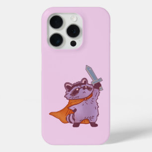 Schattig Fantasie Wasbeer Krijger met Zwaard en Ca iPhone 15 Pro Case