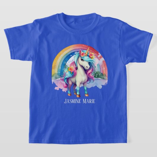 schattig fantasy eenhoorn naam toevoegen meisje t-shirt (Laagn)