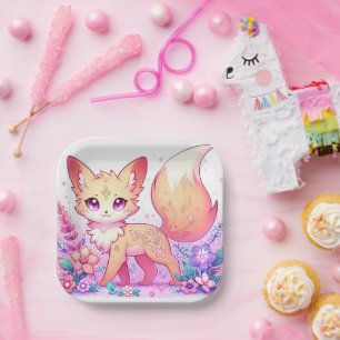 Schattig Fantasy Fox Baby shower Papieren Bordje