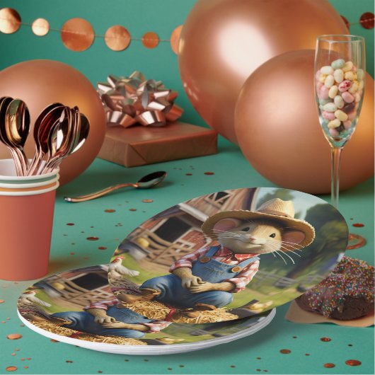 Schattig Farmer Mouse Paper Party Bord (Multi)