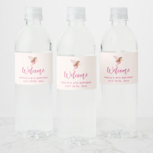 Schattig fee meisje in een roze jurk Whimsical fee Waterfles Etiket