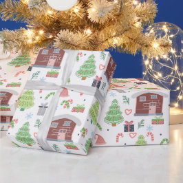 Schattig feestelijk kerstpatroon cadeaupapier