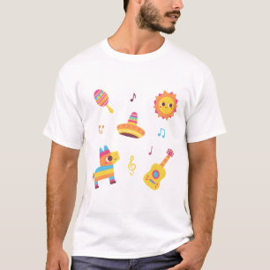 Schattig Fiesta Set, Maraca, Zon, Hoed, Pinata T-shirt