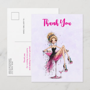 Schattig Flirterig Meisje in een Martini Glas Beda Briefkaart