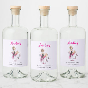 Schattig Flirterig Meisje in een Martini Glas Meid Likeurfles Etiket