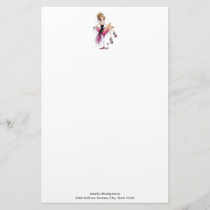 Schattig flirterig meisje in een martiniglas briefpapier