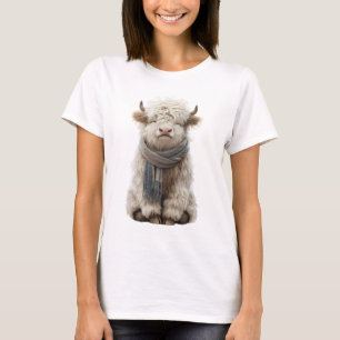 Schattig Fluffy Schotse Hooglandkalf met Sjaal T-shirt
