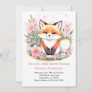 Schattig Forest Fox Adventure Meisje Baby shower Kaart