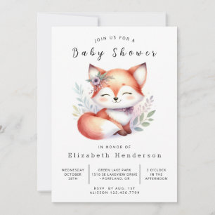 Schattig Forest Tale Fox Baby shower Kaart