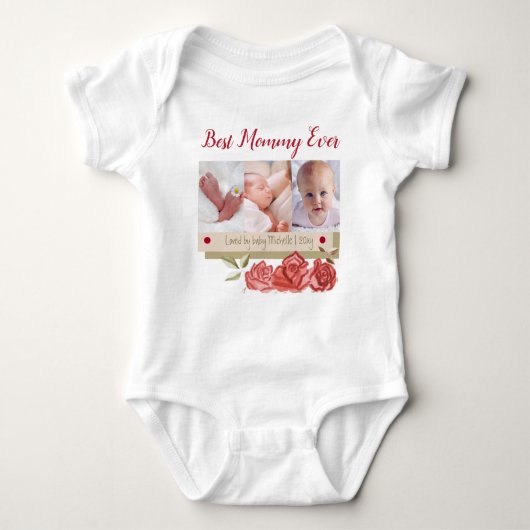 Schattig Fotocollage Beste Moeder Ooit eerste Moed Romper (Voorkant)