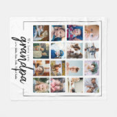 schattig fotocollage opa cadeau fleece deken (Voorkant (Horizontaal))