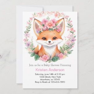 Schattig Fox Boho Forest Meisje Baby shower Kaart