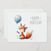 Schattig Fox met Balloon Verjaardag Kaart (Voorkant / Achterkant)