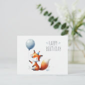 Schattig Fox met Balloon Verjaardag Kaart (Staand voorkant)