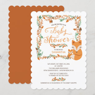 Schattig Fox Woodland Baby shower Invitation Kaart