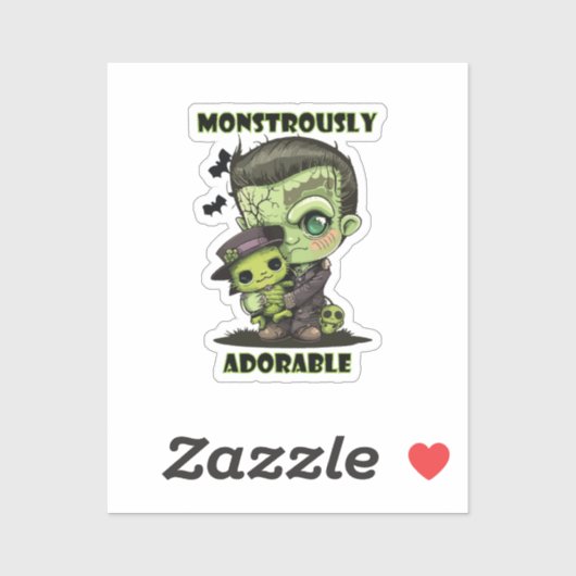 Schattig Frankenstein-monster met knuffel Sticker (Vel)