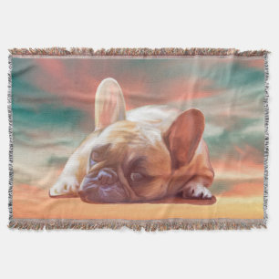 Schattig Frans Bulldog Water Kleur Art Schilderij Deken