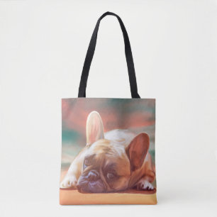 Schattig Frans Bulldog Water Kleur Art Schilderij Draagtas