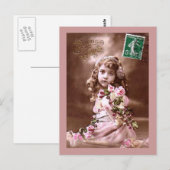 Schattig  Frans meisjesportret Briefkaart (Voorkant / Achterkant)