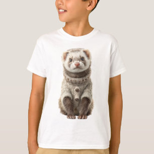 Schattig Fret met Gezellige Gebreide Trui Kinderen T-shirt
