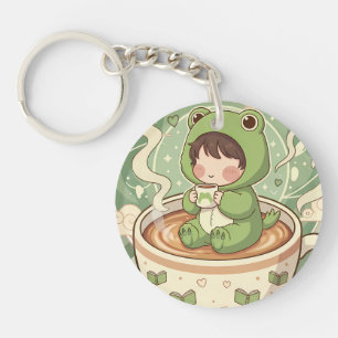 Schattig Froggy Coffee Tale Design Sleutelhanger