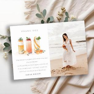 Schattig Fruitcocktail Blush Oranje Verjaardag Elk Bedankkaart