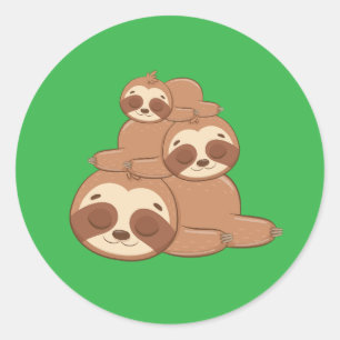 Schattig Funny Sloth Animal Wild One Nap Ronde Sticker