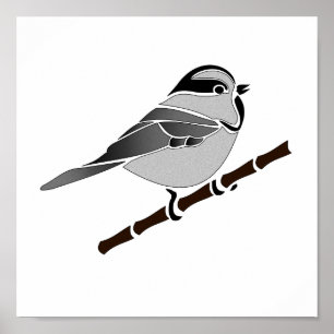 Schattig gebergte Chickadee Bird geïllustreerd Poster