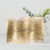 Schattig geborsteld goud faux zilver glitter bedankkaart (Staand voorkant)