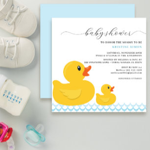 Schattig Geel & Blauw Rubber Ducky Baby shower Mod Kaart