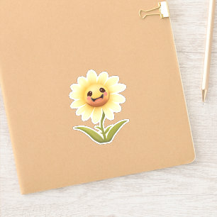 Schattig geel Happy Flower Sticker
