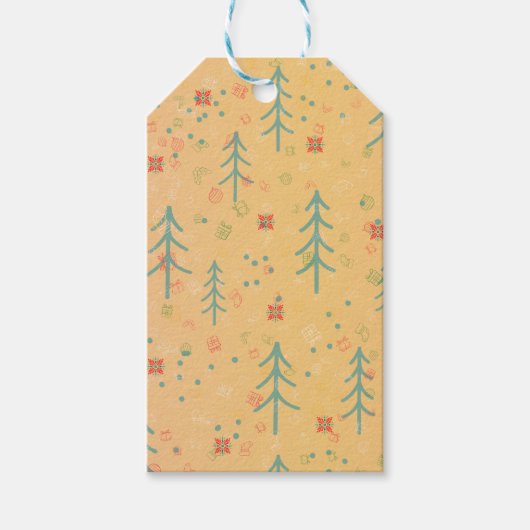 Schattig Geel Kerstfeest Cadeaulabel (Voorkant)