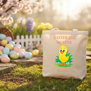 Schattig geel kuiken paasei jacht tote bag
