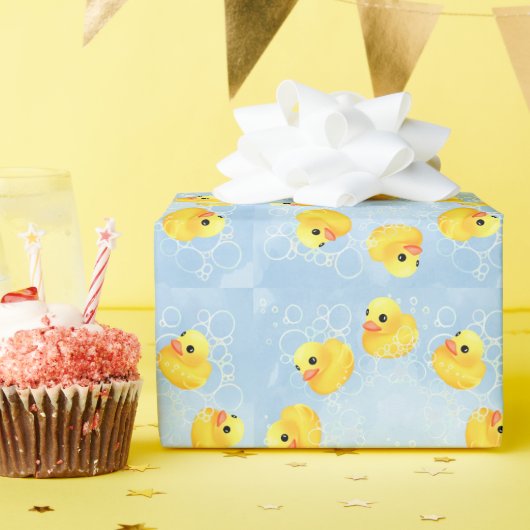 Schattig geel rubber eendjes bad bubbels cadeaupapier (Verjaardagsfeest)