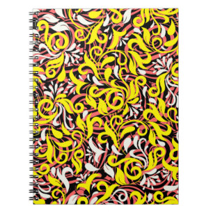 Schattig geel wit roze abstract bloemmotief notitieboek