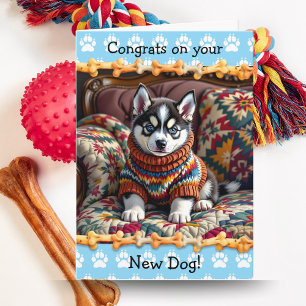 Schattig Gefeliciteerd met je Husky Puppy Hond  Kaart