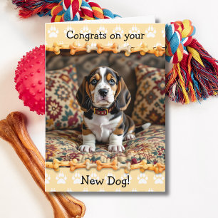 Schattig gefeliciteerd met je nieuwe Basset Hound  Kaart