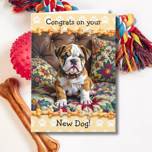 Schattig Gefeliciteerd met je nieuwe Bulldog Puppy Kaart