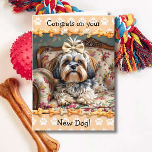 Schattig Gefeliciteerd met je nieuwe Lhaso Apso ho Kaart