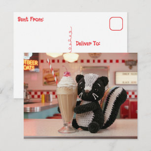 Schattig Gehaakt Stinkdier Contact houden Briefkaart