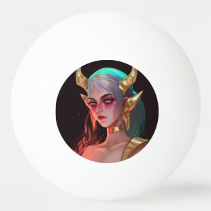 Schattig gehoornde cyber demon meisje pingpongballen
