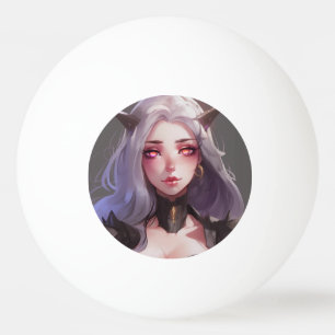 Schattig gehoornde krijger anime meisje pingpongballen