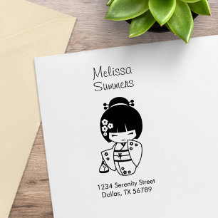 Schattig Geisha Meisje Adres Rubberstempel