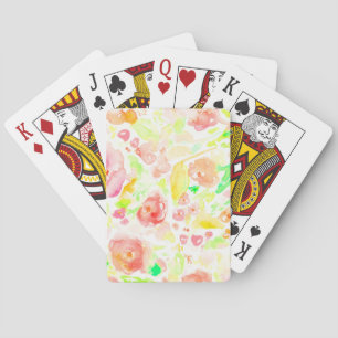 Schattig gekleurd aquarel bloempatroon pokerkaarten