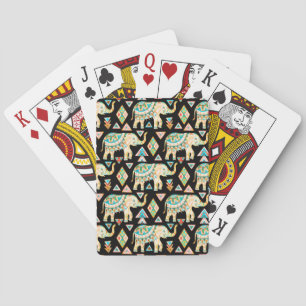 Schattig gekleurd Indische olifanten patroon Pokerkaarten