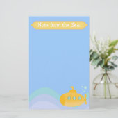 Schattig gele onderzeeboot onderwater briefpapier (Staand voorkant)