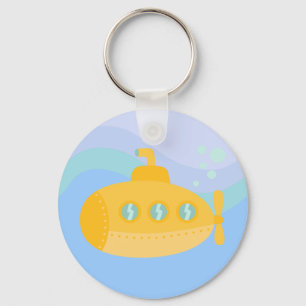 Schattig gele onderzeeboot onderwater sleutelhanger