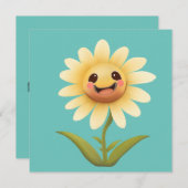 Schattig Gelukkig Bloem Dankbaar Bedankkaart (Voorkant / Achterkant)