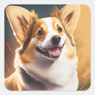 Schattig Gelukkig Corgi Hond Vierkante Sticker